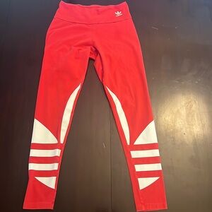 Adidas Nordstrom Red and White Leggings Size Small